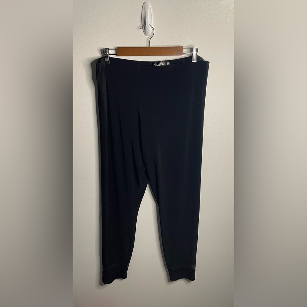 Sympli Made In Canada Black Pull On Pants Stretchy Minimalist Mesh Panel